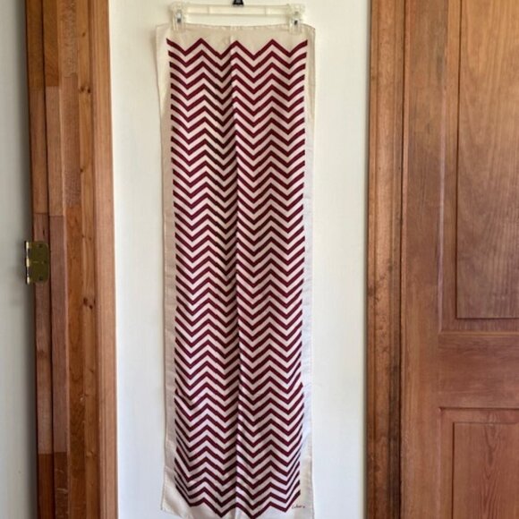 ECHO Cream Red Herringbone Oblong Vintage Scarf - Picture 9 of 12